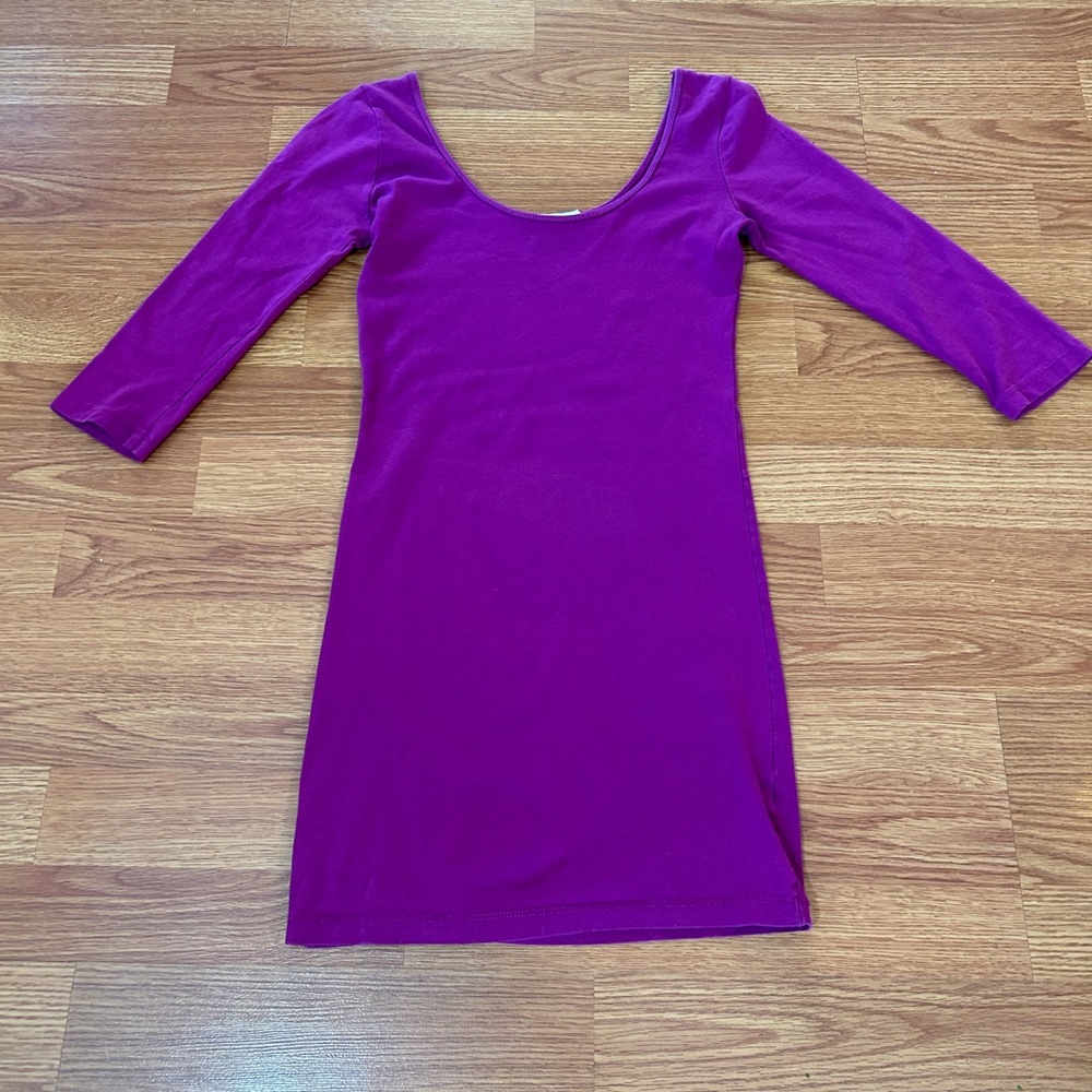XXI by Forever 21 Fuchsia 3/4 Sleeve Scoop Neck Bodycon Mini Dress size Small